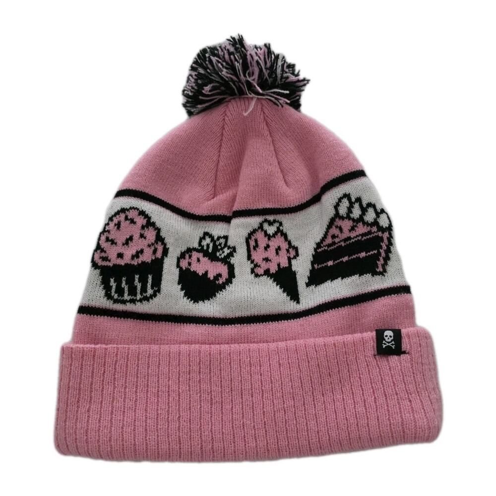Sourpuss Clothing Pink Dessert Winter Hat W/ Pom Cake Ice Cream Alternative Goth